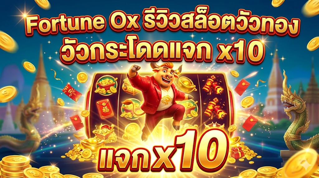 Fortune Ox รีวิวสล็อตวัวทอง วัวกระโดดแจกโชค ตัวคูณ x10 รับทรัพย์ก้อนโต!