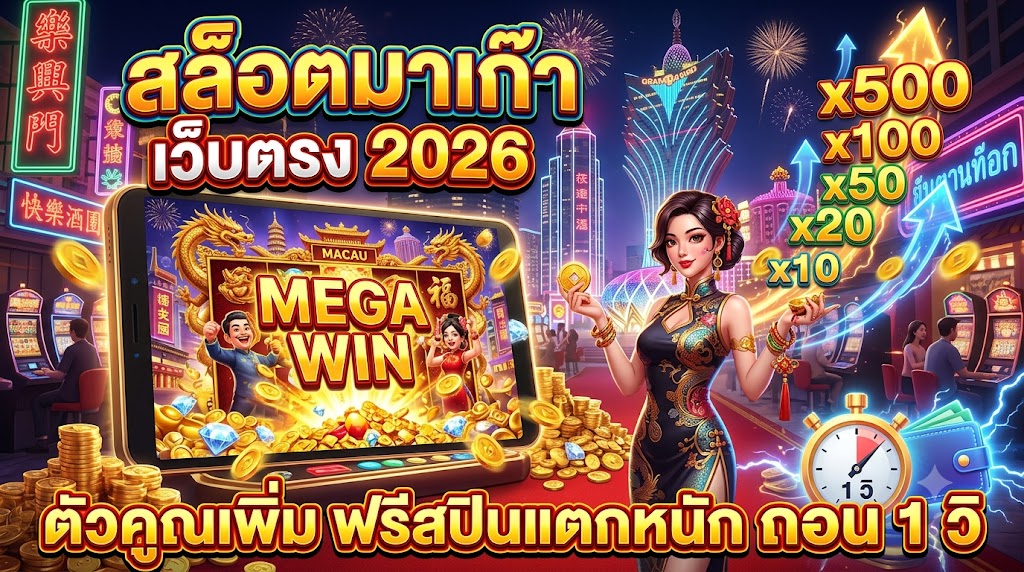 สล็อตมาเก๊า เว็บตรง 2026 ตัวคูณเพิ่ม ฟรีสปินแตกหนัก ถอน 1 วิ